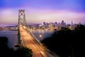 San Francisco-Oakland Bay Bridge and city skyline at sunset in California, USA Royalty Free Stock Photo