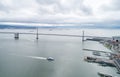 San Francisco - Oakland Bay Bridge with Cloudy Sky in Background Royalty Free Stock Photo
