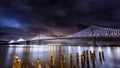 San Francisco-Oakland Bay Bridge at night Royalty Free Stock Photo