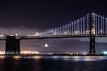 San Francisco-Oakland Bay Bridge at night Royalty Free Stock Photo