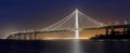 San-Francisco-Oakland Bay Bridge panoramic view at Dusk. Royalty Free Stock Photo