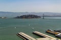 San Francisco Panorama with Bay bridge aerial view Royalty Free Stock Photo