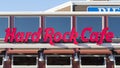 San Francisco, Pier 39, Fisherman`s Wharf - the banner of Hard Rock Cafe