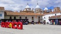 San Francisco Plaza in historical center city Cuenca, Ecuador