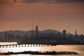 San Francisco`s Financial District new skyline at sunset Royalty Free Stock Photo