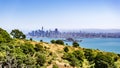 San Francisco skyline and Alcatraz Island on a sunny day, as seen from Angel Island, California Royalty Free Stock Photo