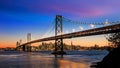 San Francisco skyline and Bay Bridge at sunset, California Royalty Free Stock Photo