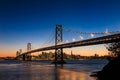 San Francisco skyline and Bay Bridge at sunset, California Royalty Free Stock Photo