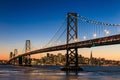 San Francisco skyline and Bay Bridge at sunset, California Royalty Free Stock Photo