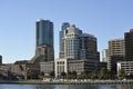 San Francisco skyline buildings; with peer and bay