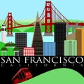 San Francisco Skyline with Golden Gate Bridge Royalty Free Stock Photo