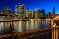 San Francisco Skyline with Holiday Lights and Reflections Royalty Free Stock Photo