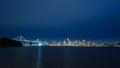 San Francisco skyline at night with Bay Bridge. Royalty Free Stock Photo