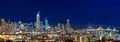 San Francisco skyline night panorama with city lights, the Bay B Royalty Free Stock Photo