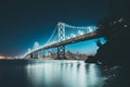 San Francisco skyline with Oakland Bay Bridge in twilight, California, USA Royalty Free Stock Photo