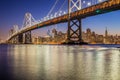 San Francisco skyline with Oakland Bay Bridge in twilight, California, USA Royalty Free Stock Photo