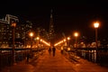 San Francisco Skyline from Pier 7 at Night Royalty Free Stock Photo