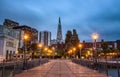 San Francisco skyline from Pier 7 after sunset Royalty Free Stock Photo
