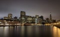 San Francisco skyline from Pier 7 after sunset Royalty Free Stock Photo