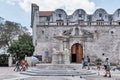 San Francisco Square in district of Old Havana, Cuba. White marble Fountain of Lions