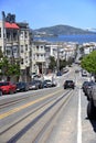 San Francisco street scene - looking long tram tracks