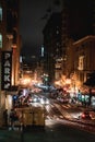 San Francisco streets at night, street lights