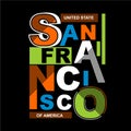 San Francisco Striped Graphic T Shirt Typography Vector Illustration