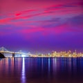 San Francisco sunset skyline California bay water reflection Royalty Free Stock Photo