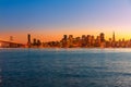 San Francisco sunset skyline California bay water reflection Royalty Free Stock Photo