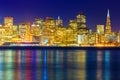 San Francisco sunset skyline California bay water reflection Royalty Free Stock Photo