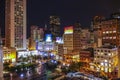 San Francisco Union Square at night - SAN FRANCISCO / CALIFORNIA - APRIL 18, 2017 Royalty Free Stock Photo