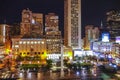 San Francisco Union Square at night - SAN FRANCISCO / CALIFORNIA - APRIL 18, 2017 Royalty Free Stock Photo