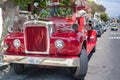 San-Francisco-United States, July 13, 2014: Authentic San-Francisco Red Color Unique Fire-Fighting Engine Based on Mack