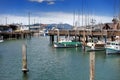 San Francisco, USA - April, 24, 2016: Pleasure, fishing boats and yachts on pier of San Francisco Royalty Free Stock Photo