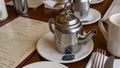 Antique silver teapot in Cliff House restaurant