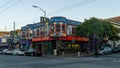 A burger place in a colorful corner of Clayton Street in Haight-Ashbury