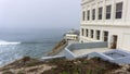 Cliff House and Giant Camera Obscura on a foggy day Royalty Free Stock Photo