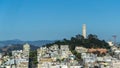 Coit Tower and surrounding buildings on a summer day Royalty Free Stock Photo