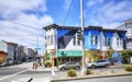 Colorful houses typical for San Francisco by Divisadero Street. Royalty Free Stock Photo