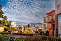 San Francisco, USA - January 1, 2017. : cars passing the Lombard street in San Francisco. It is known for the section on Russian Royalty Free Stock Photo