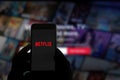 San Francisco, USA - July 2021: Netflix logo and website on mobile phone screen