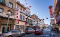 View of busy street in Chinatown, San Francisco, California, United States of America, USA Royalty Free Stock Photo