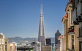 View of Transamerica Pyramid and Oakland Bay bridge San Francisco, California, USA, North America Royalty Free Stock Photo