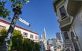 View of Transamerica Pyramid from Peter Macchiarini Steps, San Francisco, California, United States of America, USA Royalty Free Stock Photo