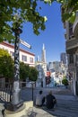 View of Transamerica Pyramid from Peter Macchiarini Steps, San Francisco, California, United States of America, USA Royalty Free Stock Photo