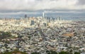 San Francisco, USA - November 18, 2020, view of the city, of San Francisco from Twin Peaks on a cloudy day with clouds Royalty Free Stock Photo