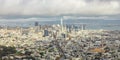 San Francisco, USA - November 18, 2020, view of the city, of San Francisco from Twin Peaks on a cloudy day with clouds Royalty Free Stock Photo