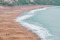 San Francisco, USA - October 30, 2021, aerial view of Bakers Beach, Californian sandy beach near San Francisco Bay