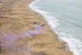 San Francisco, USA - October 30, 2021, aerial view of Bakers Beach, Californian sandy beach near San Francisco Bay