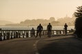 SAN FRANCISCO, USA - OCTOBER 12, 2018: People skating and running near Torpedo Wharf and Fort Point San Francisco